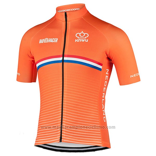 2017 Abbigliamento Ciclismo Paesi Bassi Arancione Manica Corta e Salopette